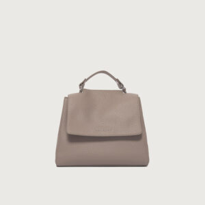 Borsa Sveva soft piccola in pelle con tracolla taupe